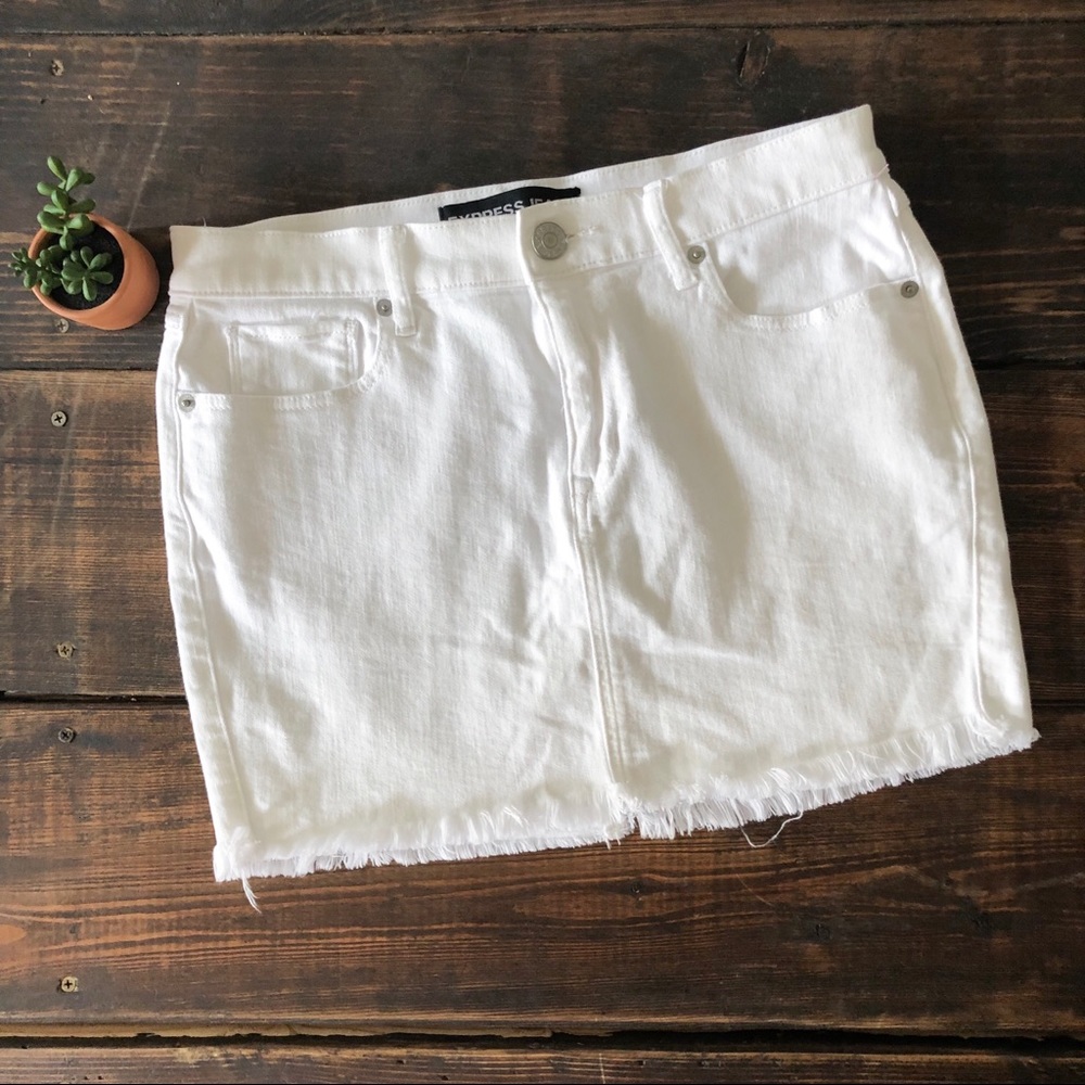 Express White Denim Skirt